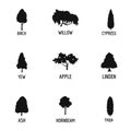 Wood processing icons set, simple style