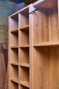 Wardrobe made of MDF and oak veneer. Details wood production Royalty Free Stock Photo