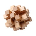 A wood puzzle with white colour background. This image can be used for teamwork or integration between parties/software Royalty Free Stock Photo