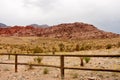 Wood Rail Fence Across Desert by Mountains