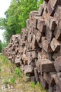 Wood Railroad Ties Stacked High And Far Royalty Free Stock Photo