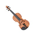 Wood Realistic Violin. Musical Tool Icon. Isolated on white background. 3D rendering. Royalty Free Stock Photo