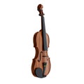 Wood Realistic Violin. Musical Tool Icon. Isolated on white background. 3D rendering.