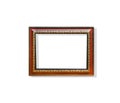 Wood rectangle picture frame with flower carving steel patterns ar around isolated on white backgroun with clipping path Royalty Free Stock Photo