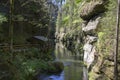 Wood and rock landscape in Bohemian Switzerland, Kammintz George rocky ravine, Saxon Switzerland National Park Royalty Free Stock Photo