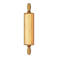 wood rolling pin cartoon vector illustration