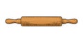 Wood Rolling Pin. Vector color vintage engraving