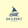 Wood sailboat logo designs, Yacht sea travel logo icon and symbol Royalty Free Stock Photo