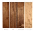Wood samples of Goncalo wood,Cristobal,Rosewood and Pear, isolated
