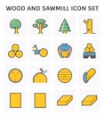 Wood, sawmill industry vector icon set design