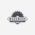 Wood Saws Logo Vector Illustration, Design of Carpentry Concept, Woodwork Vintage Handmade, Crafting by a Wood and Machine Saws