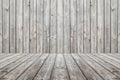 Wood scene background and floor. Box wooden gray boards.