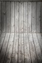 Wood scene background and floor. Box wooden gray boards vignette