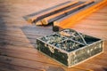 Wooden box with screws Royalty Free Stock Photo