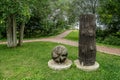 Wood Sculpture Attente in Saint-Jean-Port-Joli in Parc des Trois-BÃ©rets Royalty Free Stock Photo