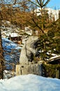 Wood sculpture in Swiss Alps