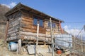 Wood shack on a vineyard composition