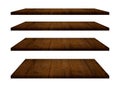 Wood shelves table top collection isolated on white background. Clipping path include in this image Royalty Free Stock Photo