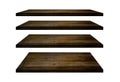 Wood shelves table top collection isolated on white background. Clipping path include in this image. Royalty Free Stock Photo