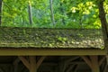 Wood shingled roof of a picnic shelter Royalty Free Stock Photo