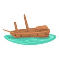Wood shipwreck icon cartoon vector. Old ship Royalty Free Stock Photo