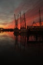 Wood shrimp boat graveyard sunset Royalty Free Stock Photo