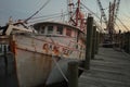 Wood shrimp boat graveyard sunset Royalty Free Stock Photo