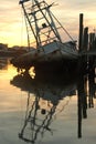 Wood shrimp boat graveyard sunset Royalty Free Stock Photo