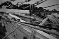 Wood shrimp boat graveyard sunset Royalty Free Stock Photo