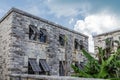 Wood Shutters on Old Stone Block Building Royalty Free Stock Photo