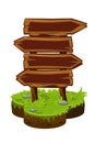 Wood sign board, wooden panels on isometric island.