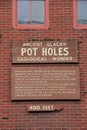 Wood sign directing people to Pot Holes,Shelburne Falls,Mass,2014