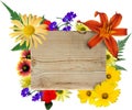 Wood Sign & Flowers Royalty Free Stock Photo