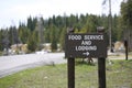 Wood sign for food service lodging Royalty Free Stock Photo