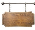 Wood Sign Hanging On Chain Isolated