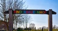 Wood sign with the text children farm in German