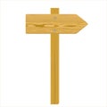 Wood signpost, pointing with direction in cartoon style.