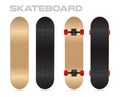 Wood skateboard template vector two sides