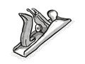 Wood smoothing plane Woodworking hand Tool Cartoon Retro Drawing