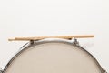 Wood snare drum and drumsticks isolated Royalty Free Stock Photo