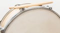 Wood snare drum and drumsticks isolated Royalty Free Stock Photo