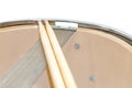 Wood snare drum and drumsticks isolated Royalty Free Stock Photo