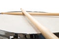 Wood snare drum and drumsticks isolated Royalty Free Stock Photo