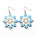 Wood Snowflake Earrings: Blue And White, Natural And Man-made Design