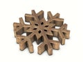 Wood snowflake symbol Royalty Free Stock Photo