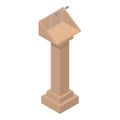 Wood speaker tribune icon, isometric style