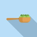 Wood spoon of lentil icon flat vector. Farmer food