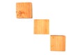 Wood square bar pieces on isolated background. Descent wooden squares as concept of kids development toy, construction or