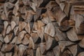 Wood Stack of chopped firewoods prepared for winter Royalty Free Stock Photo