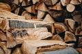 Wood Stack of chopped firewoods prepared for winter Royalty Free Stock Photo